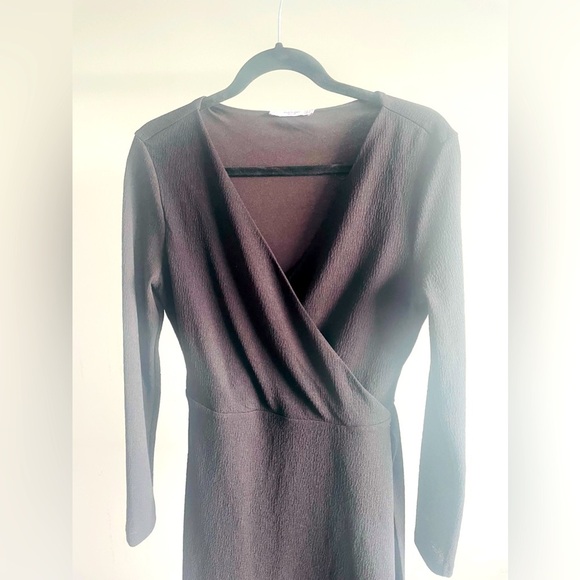 Mango Long Sleeve Black Wrap Dress size S - Picture 4 of 4